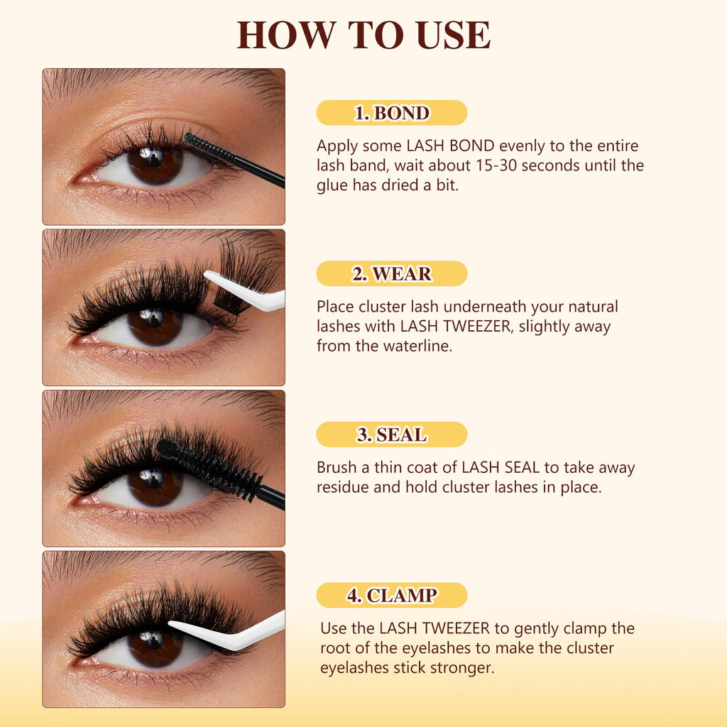 QUEWEL Lash Clusters Kit | 168 Pcs + 16ml Bond & Seal | DIY Lash Extensions at Home