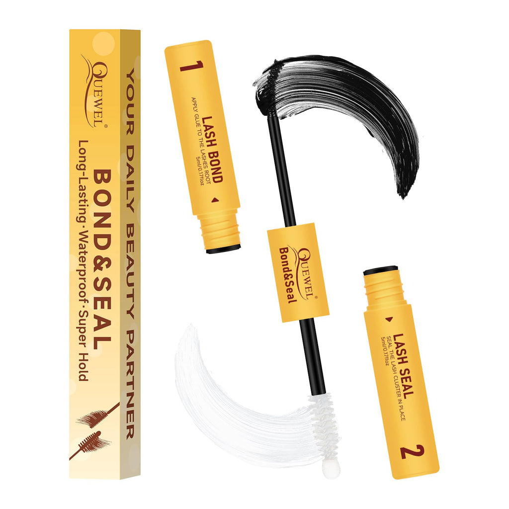 QUEWEL Lash Bond and Seal 2 in 1 Lash Cluster Glue | 10ML Waterproof Lash Bond & Seal for DIY Lash Extensions at Home