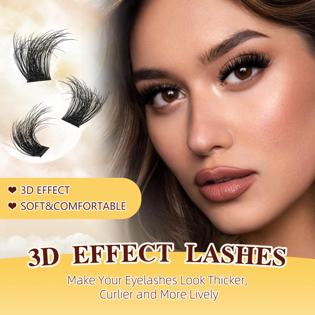 QUEWEL Lash Clusters Kit | 168 Pcs + 16ml Bond & Seal | DIY Lash Extensions at Home