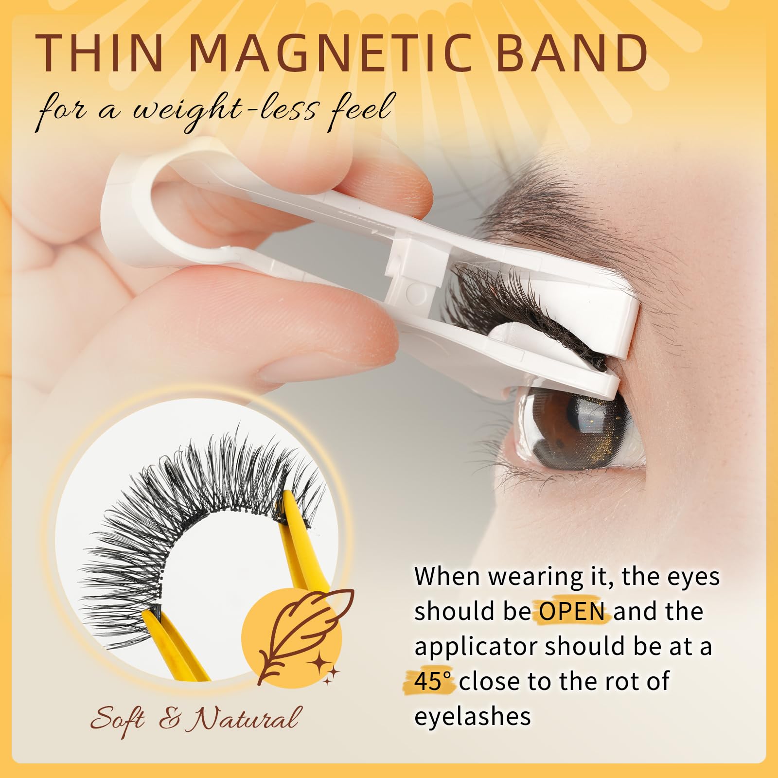 QUEWEL Magnetic Eyelashes Kit – 2 Pairs Reusable Natural Look with Applicator No Glue Needed