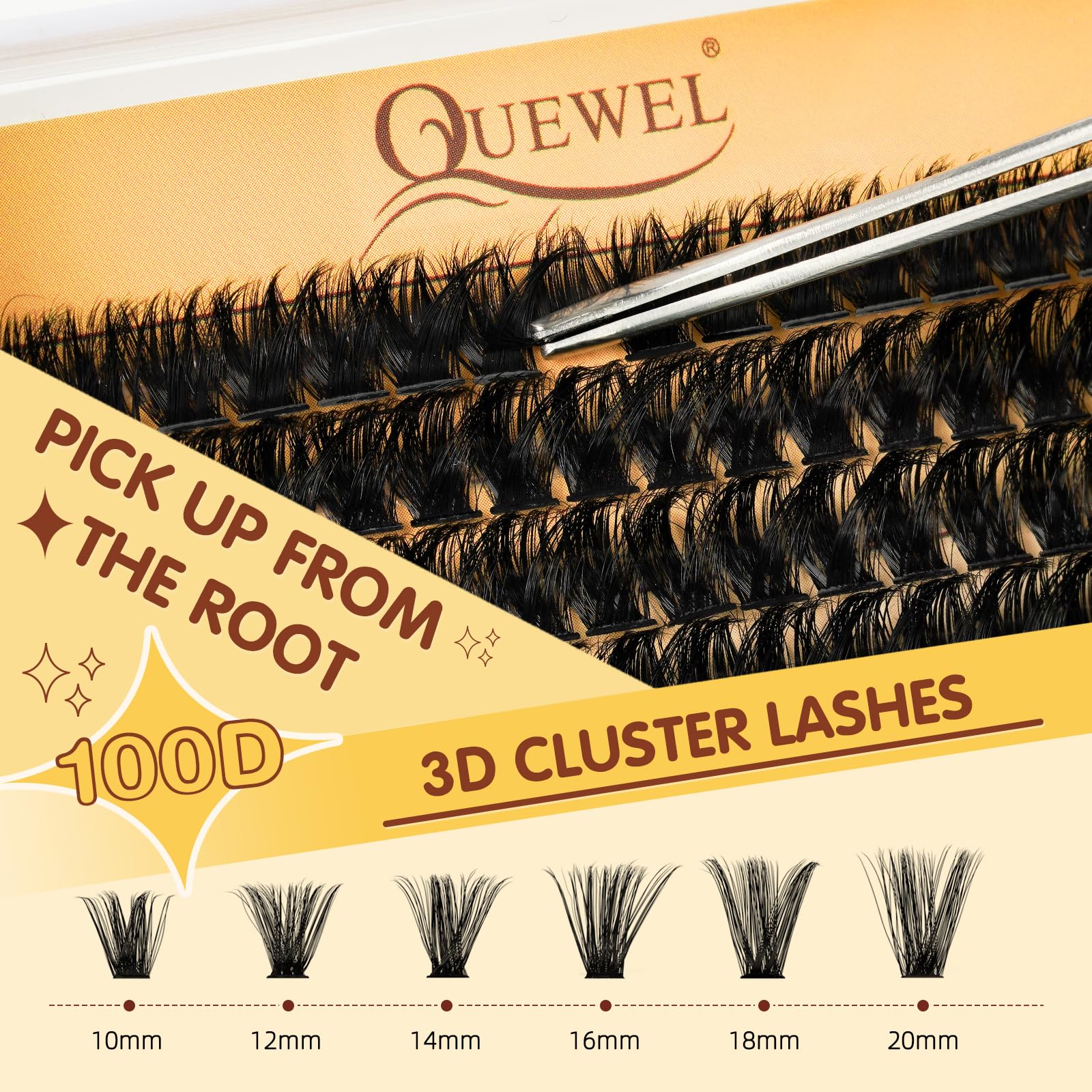 QUEWEL DIY Lash Extension Kit | 300 Pcs Cluster Lashes 10-20mm | Waterproof Lash Bond & Seal
