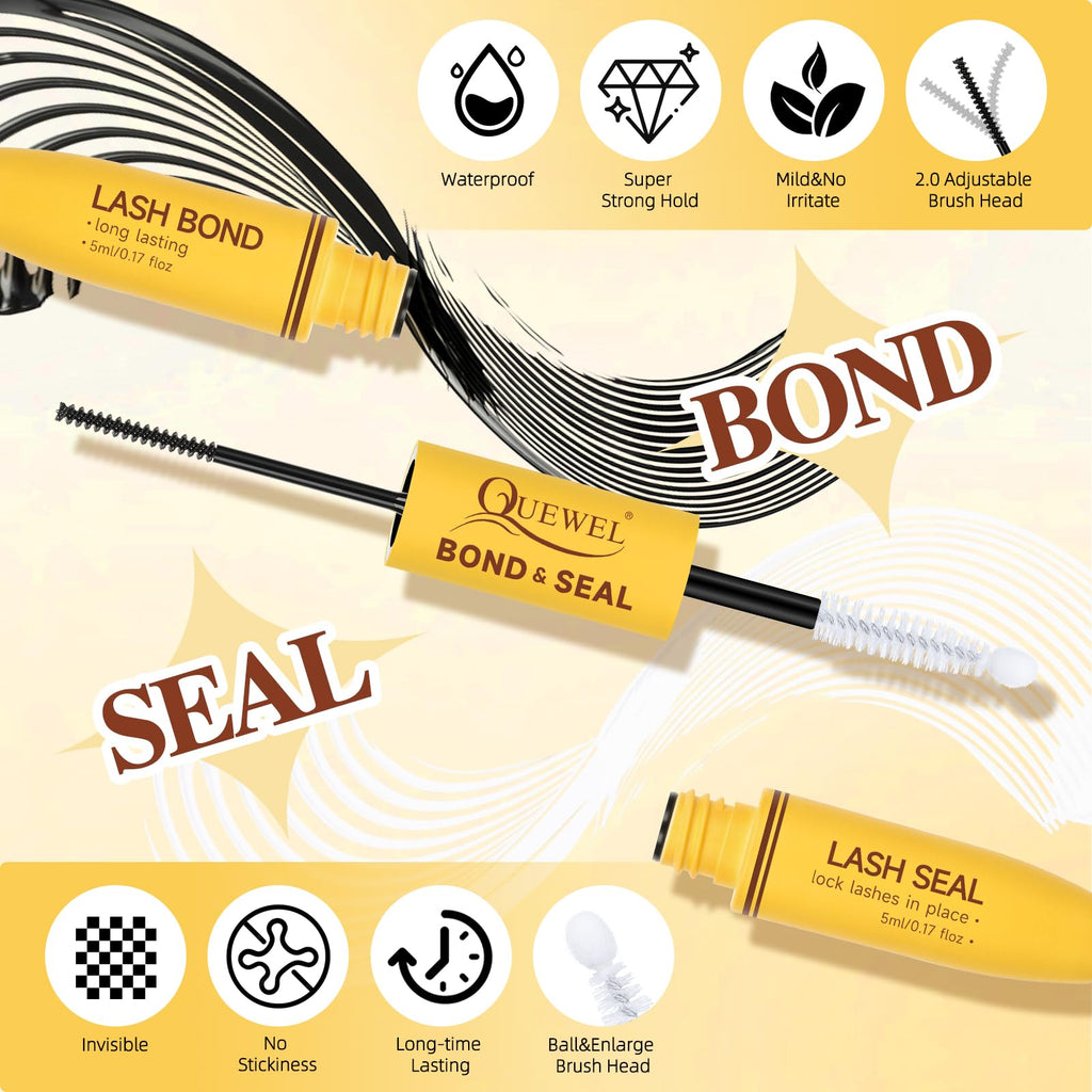 QUEWEL DIY Lash Extension Kit | 300 Pcs Cluster Lashes 10-20mm | Waterproof Lash Bond & Seal
