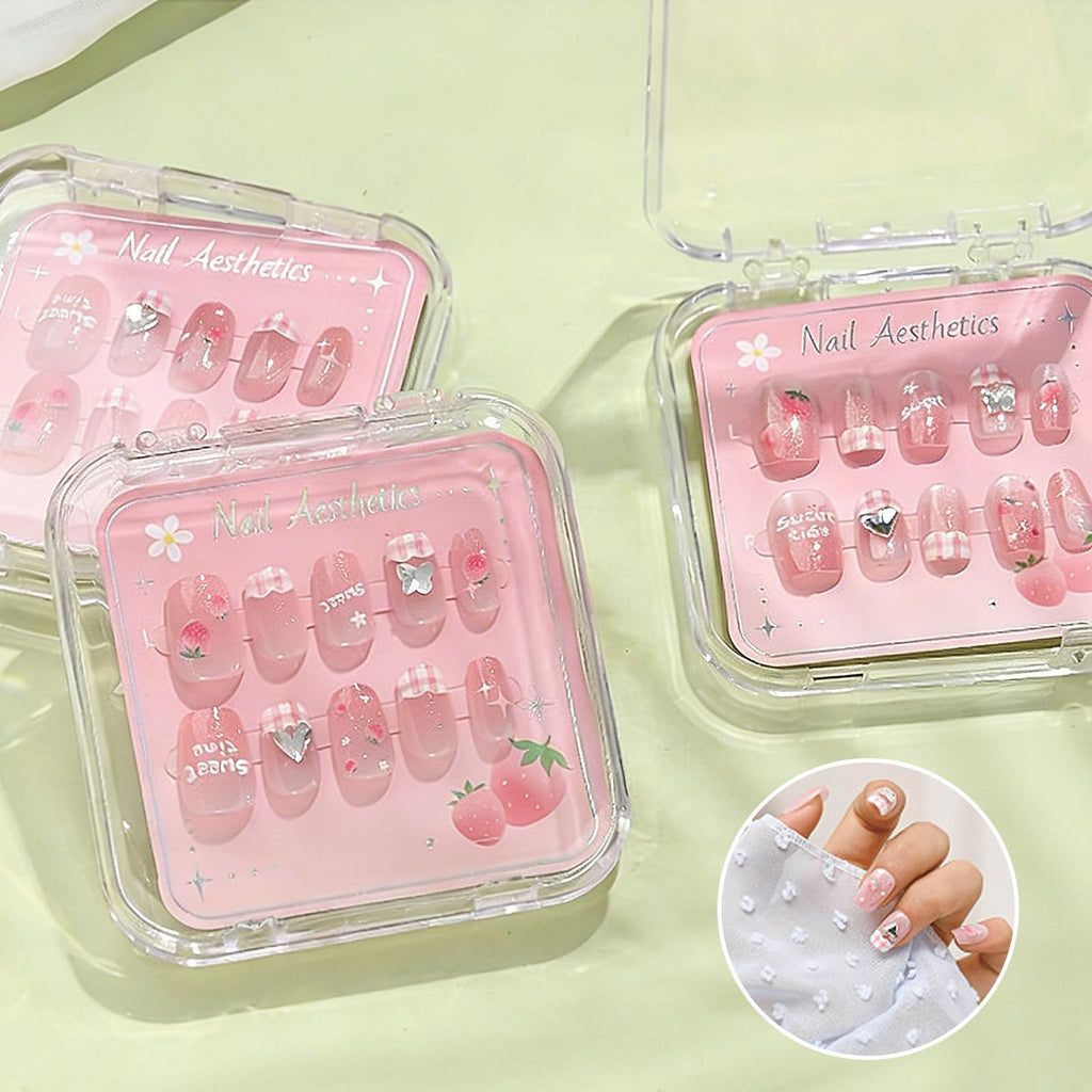 QUIYUM Fruit Skincare Set — Pink Plush Bag & Strawberry Nail Art | Hydrating Glow & Oil Control