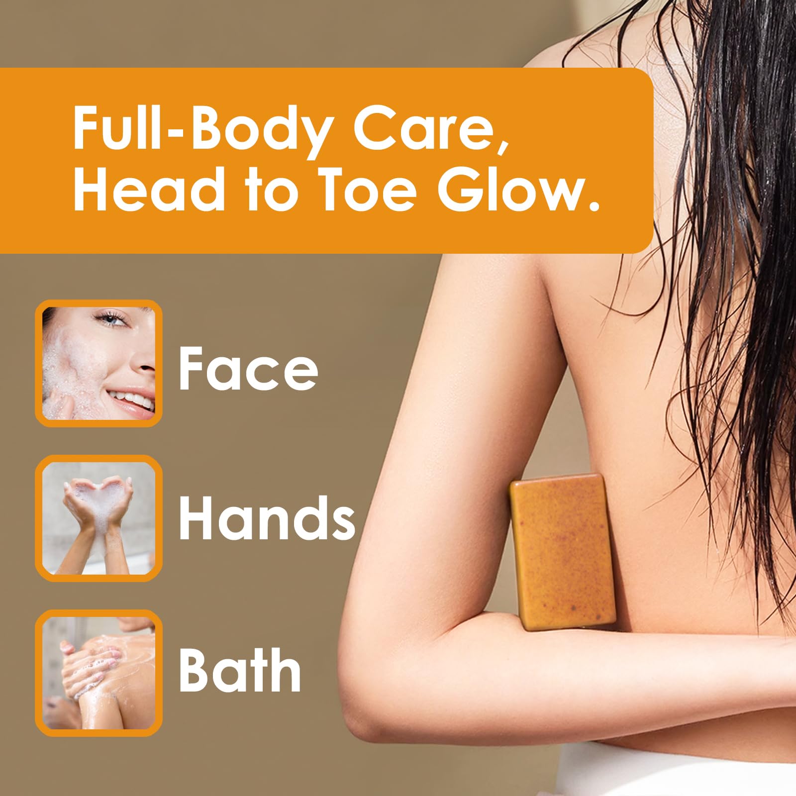 QVKZL Turmeric Wash and Care Kit – Face Wash with Brush, Exfoliating Pads, Turmeric Oil & Soap Bars