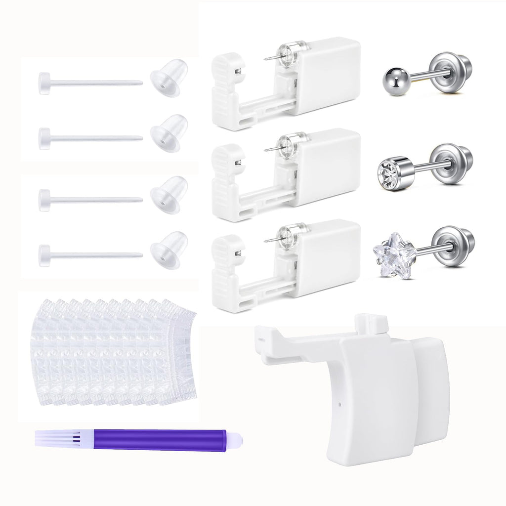 QWALIT Disposable Ear Piercing Kit – Silver Ear Piercing Gun for At-Home Self Piercing