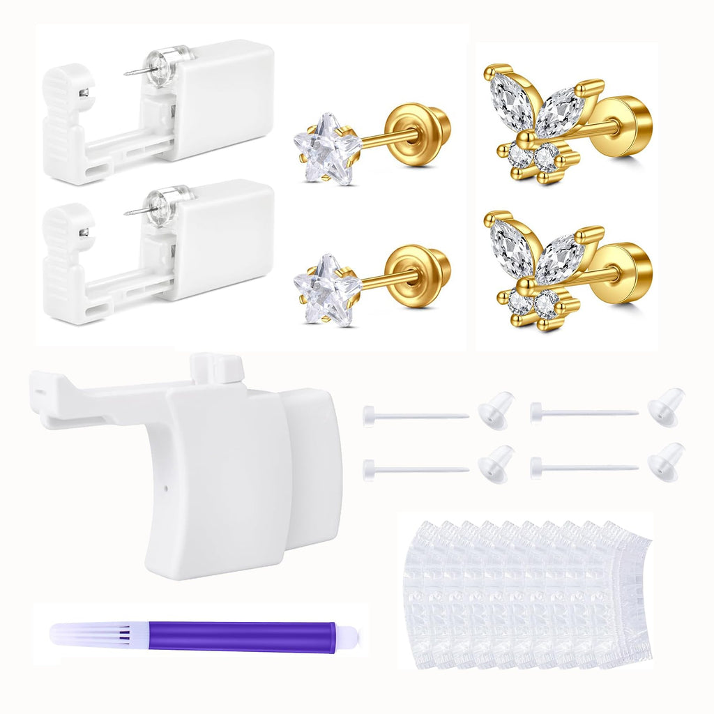 QWALIT Gold Ear Piercing Kit – Self Piercing Gun for Home Use