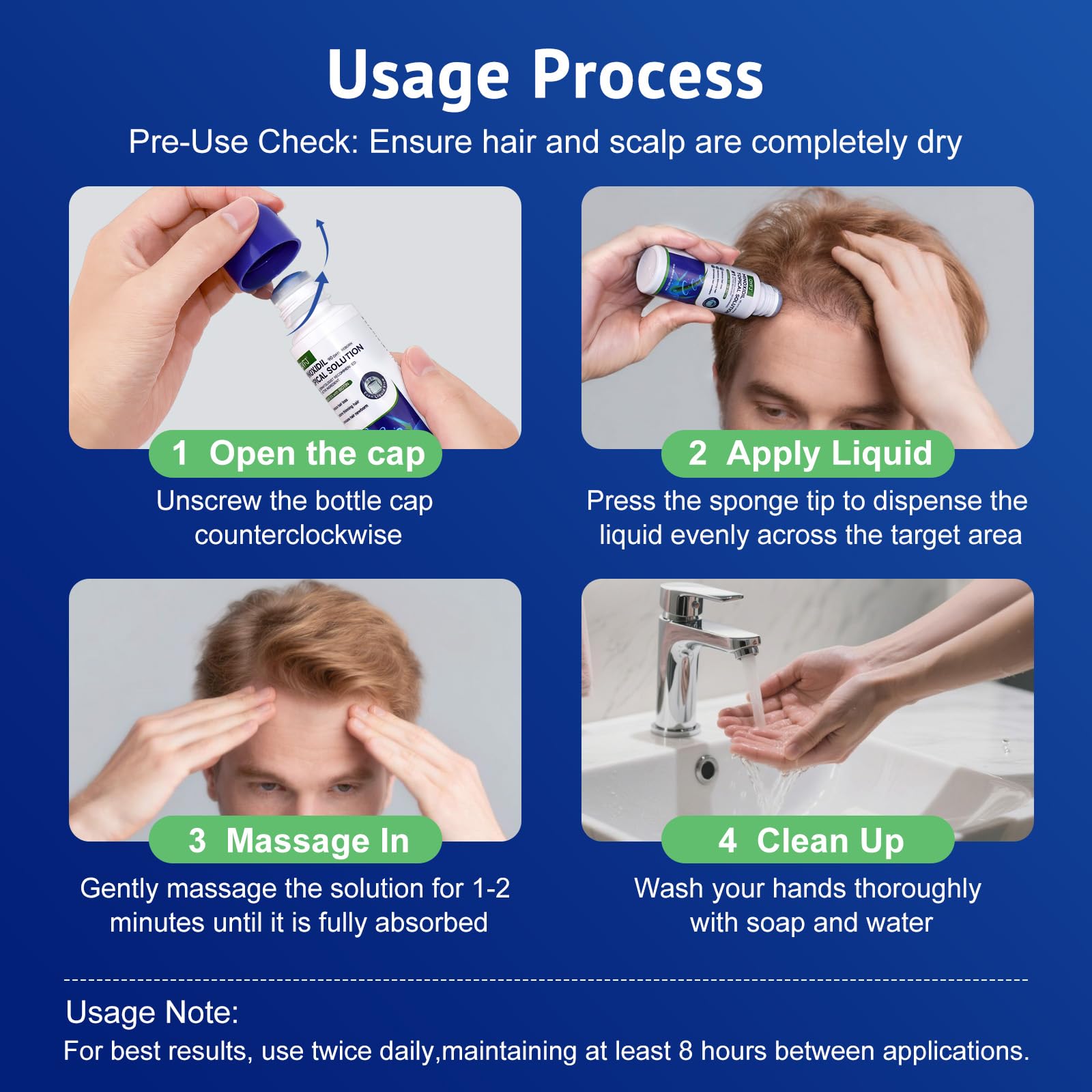 QYFJ 6 Pack 5% Minoxidil for Hair & Beard with Biotin — 8-Month Supply