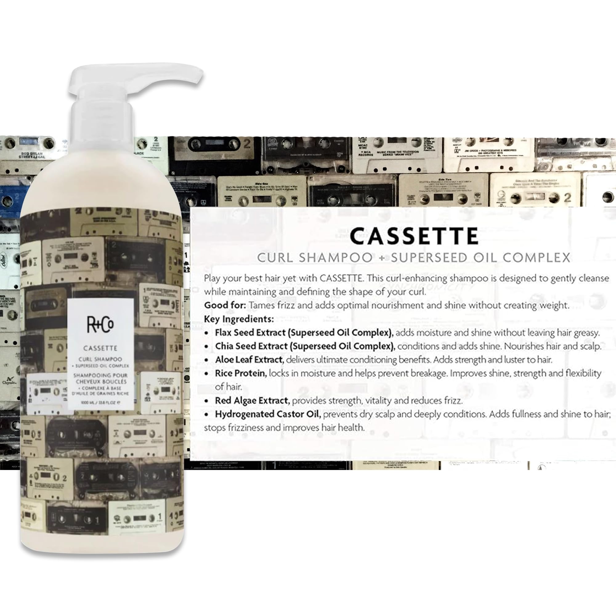 R+Co Cassette Curl Shampoo & Conditioner Set + Superseed Oil Complex | Defines Curls, Tames Frizz, Adds Shine | Vegan + Cruelty-Free | 33.8oz (Pack of 2)