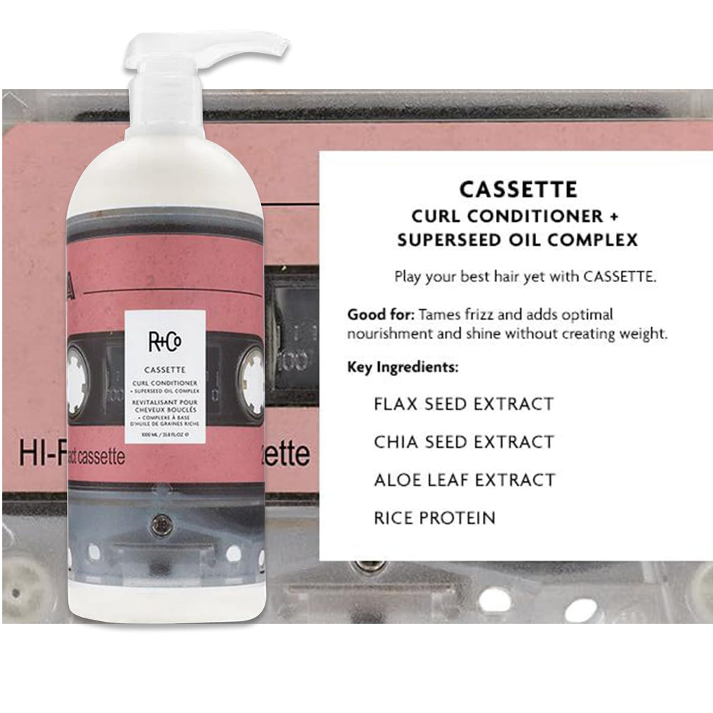 R+Co Cassette Curl Shampoo & Conditioner Set + Superseed Oil Complex | Defines Curls, Tames Frizz, Adds Shine | Vegan + Cruelty-Free | 33.8oz (Pack of 2)