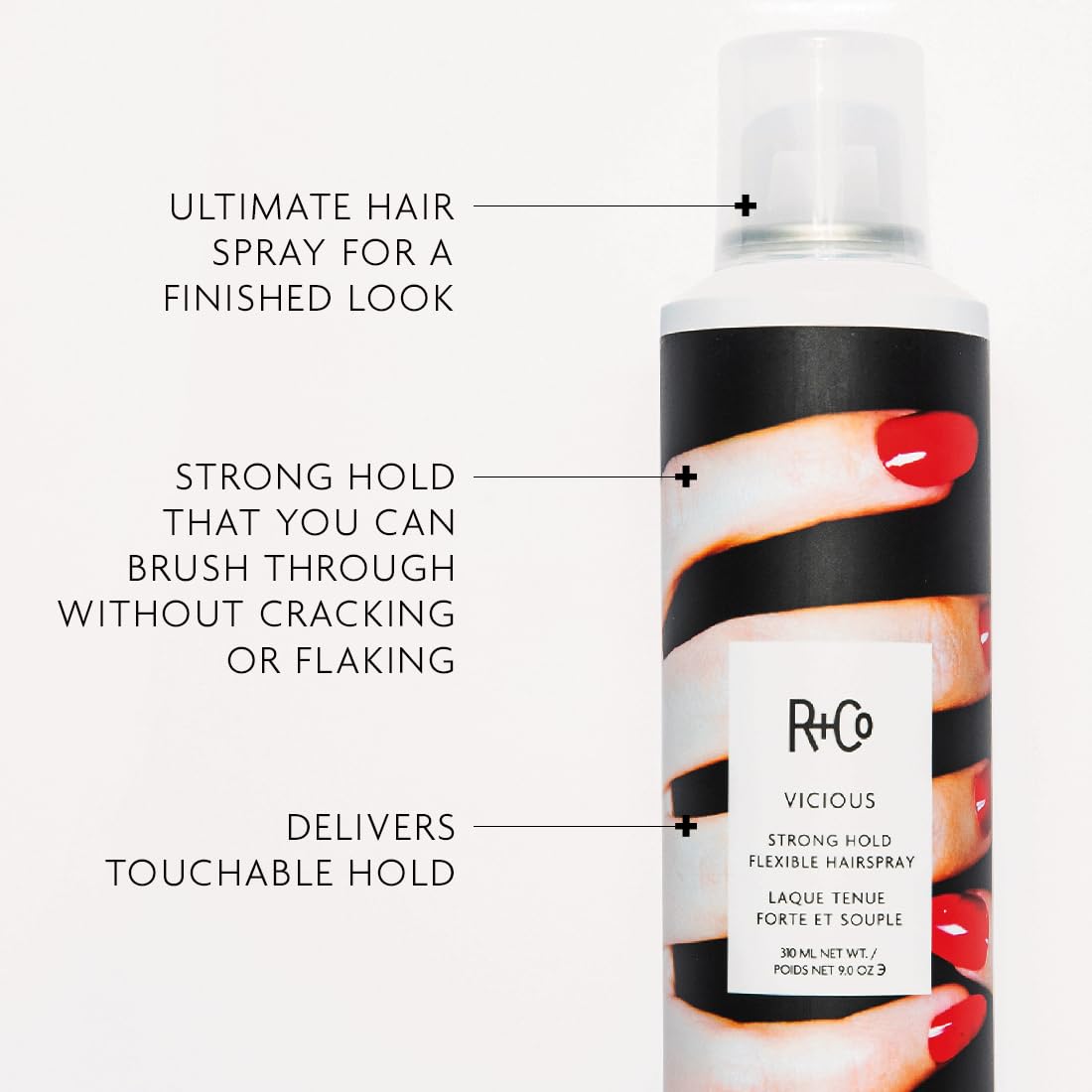 R+Co VICIOUS Strong Hold Flexible Hairspray – 280 ml / 9.5 oz
