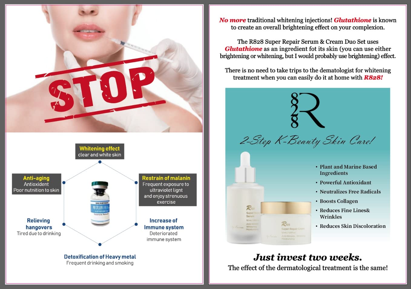 R828 Super Repair Moisturizing Glowing Elastic Skin Recovery Serum 50ml – Korean Skincare with Glutathione, Vitamin C, Niacinamide & Collagen