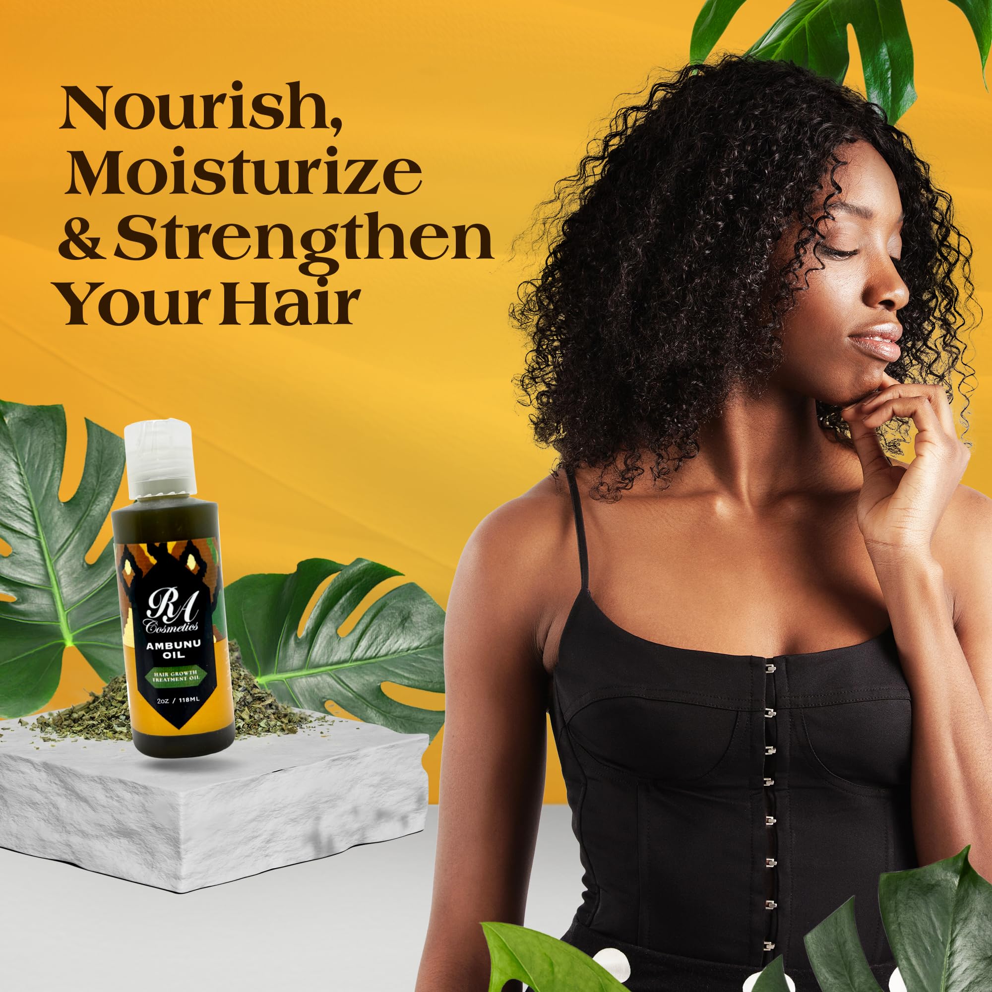 RA COSMETICS 100% Pure Ambunu Hair Strengthening Oil – Natural Growth Support, Reduced Breakage & Curl Definition