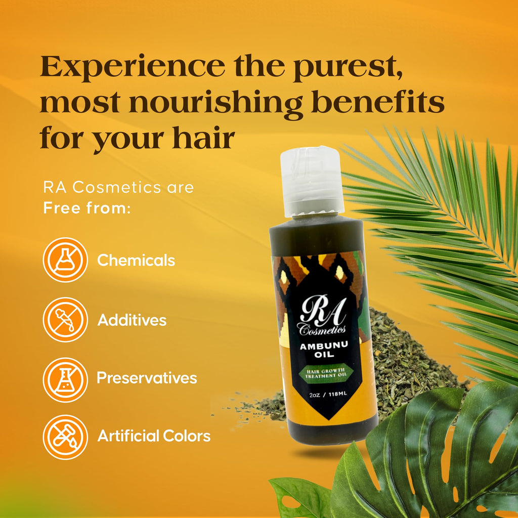 RA COSMETICS 100% Pure Ambunu Hair Strengthening Oil – Natural Growth Support, Reduced Breakage & Curl Definition