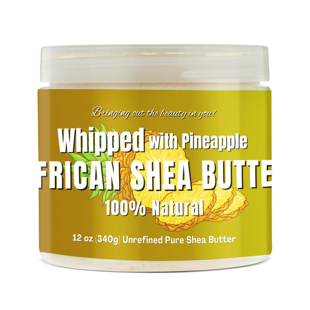 RA COSMETICS Whipped Shea Butter with Pineapple – 12oz, Unrefined Ghana Shea for Skin & Hair
