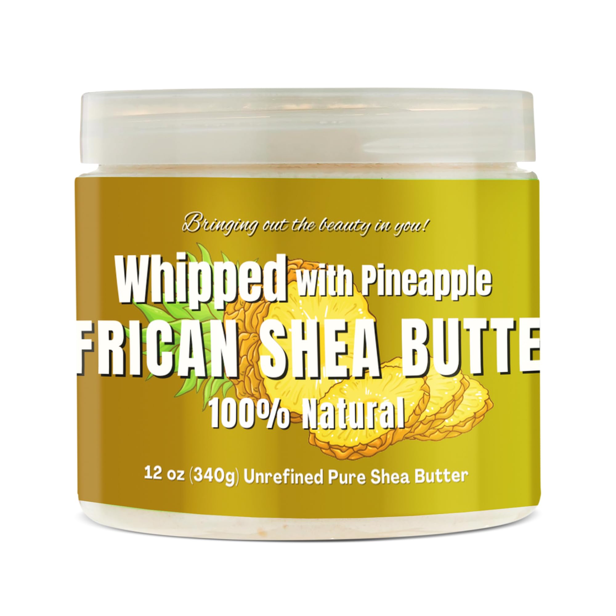 RA COSMETICS Whipped Shea Butter with Pineapple – 12oz, Unrefined Ghana Shea for Skin & Hair