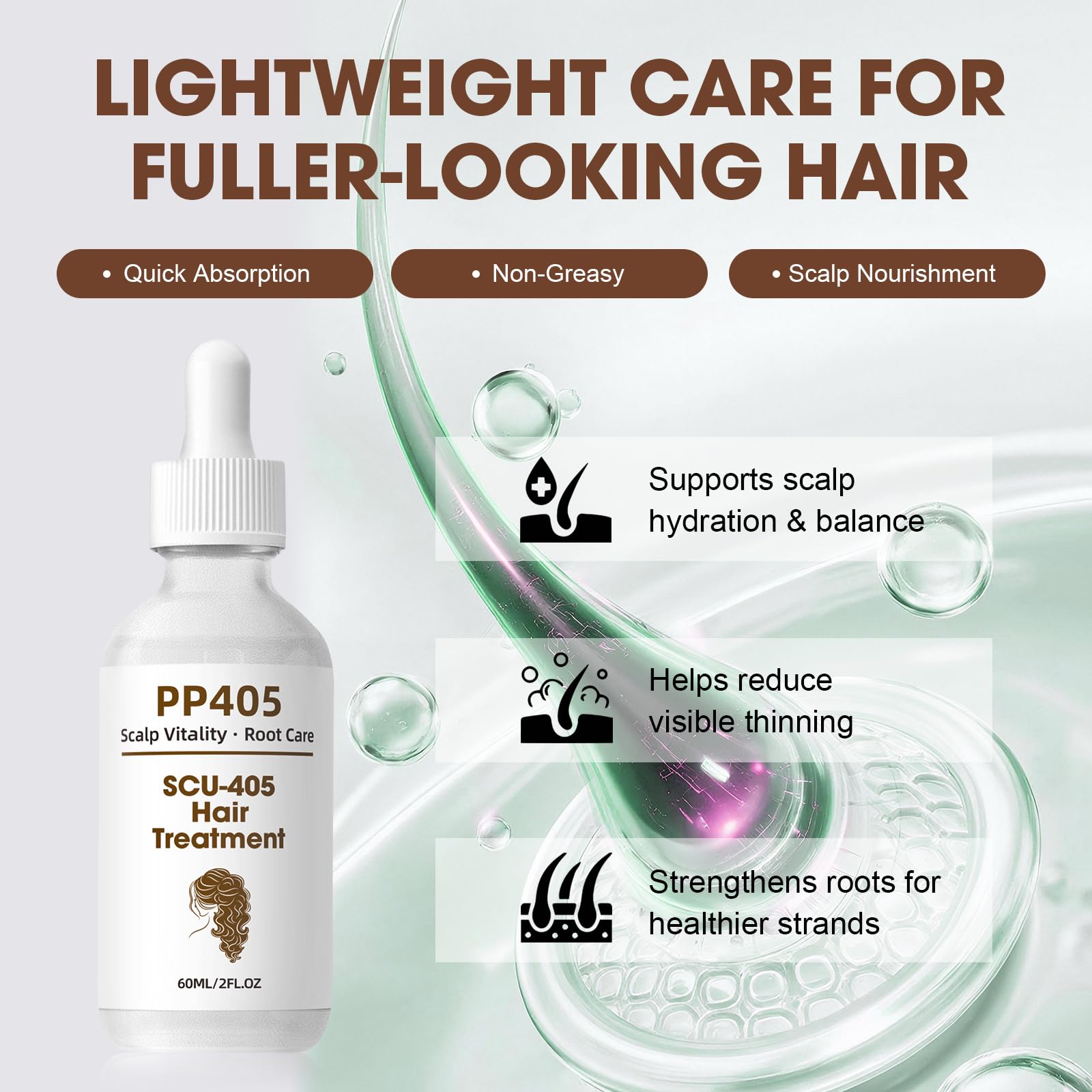 Racgrul PP405 Hair Treatment – Lightweight Scalp Serum for Fuller-Looking Hair