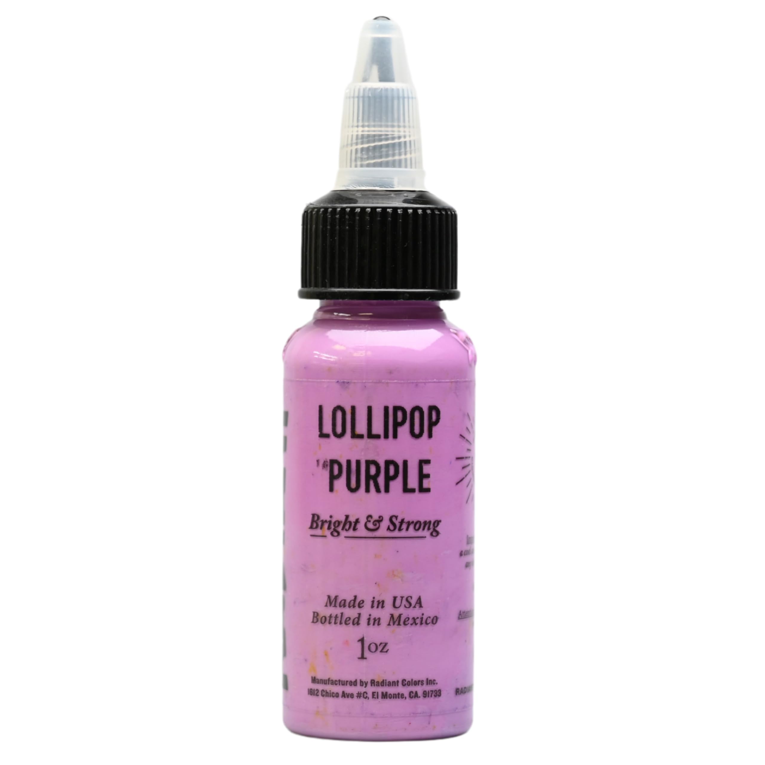 Radiant Colors Lollipop Purple Tattoo Ink – 1oz Bottle for Vivid Color Tattooing and Shading