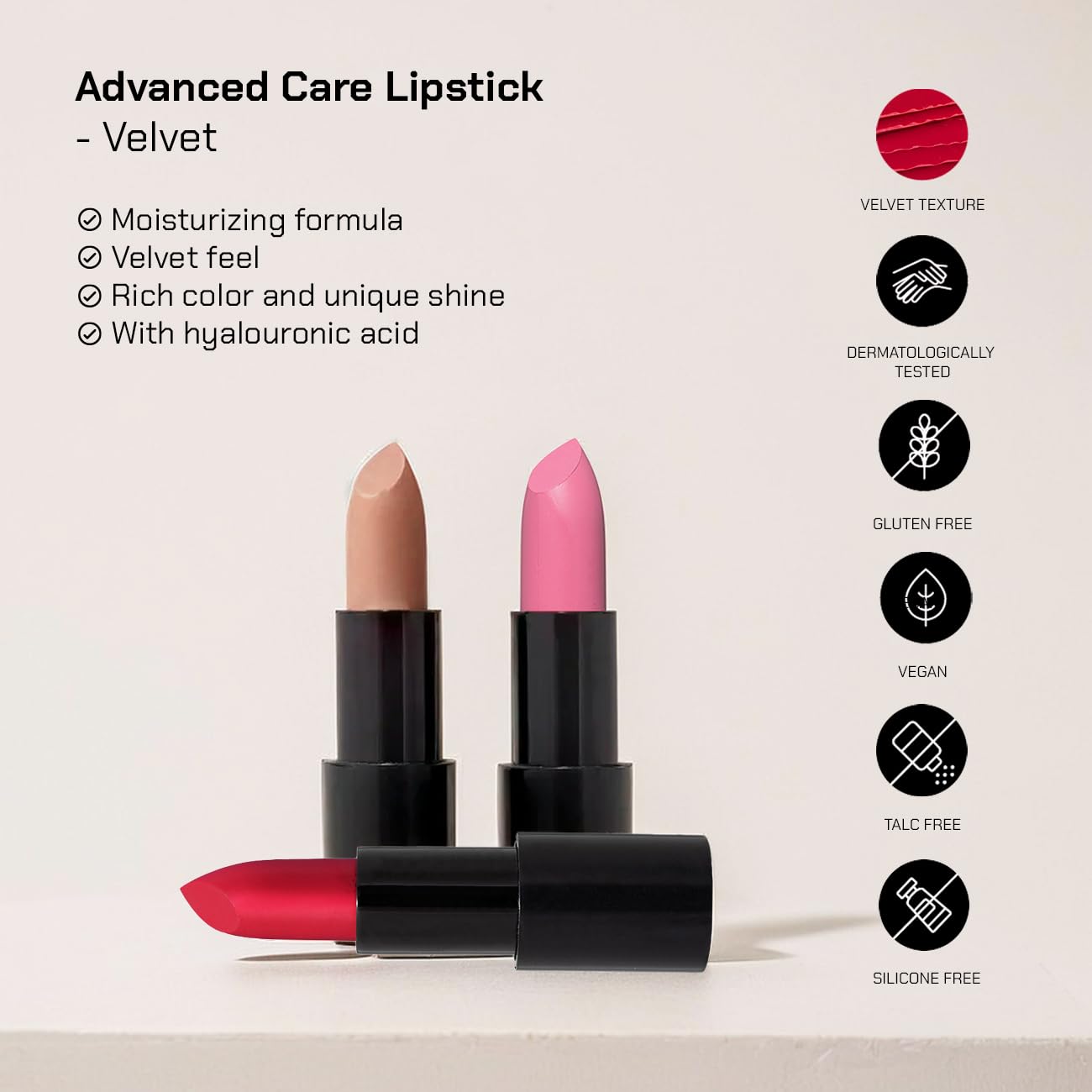 Radiant Professional Advanced Care Lipstick Velvet Nude 27 | Ultra Nourishing Matte Lipstick with Vitamin E & UVA UVB Filters