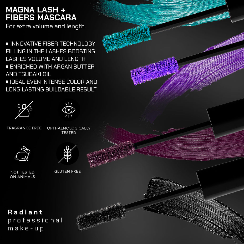 Radiant Professional Lengthening Mascara – Fiber Lash, Smudge-Proof, Cruelty-Free (Azure 04) by Hellenica, 0.43 oz