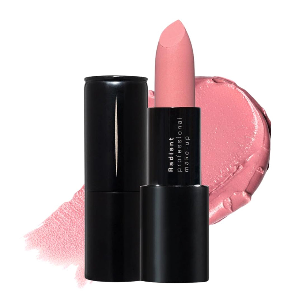 Radiant Professional Advanced Care Lipstick – Velvet Matte Finish with Vitamin E and UVA/UVB Protection – Flamingo Rosy Nude (03)
