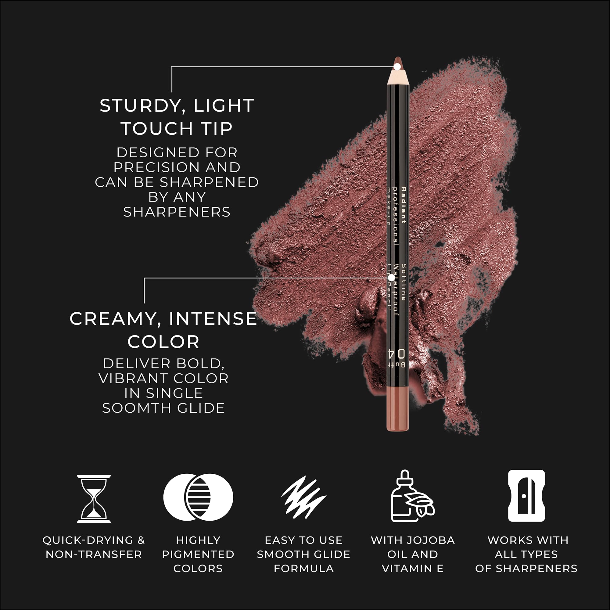 Radiant Professional Lip Liner Pencil Hazelnut (Hellenica) – Waterproof, Long-Lasting Definition