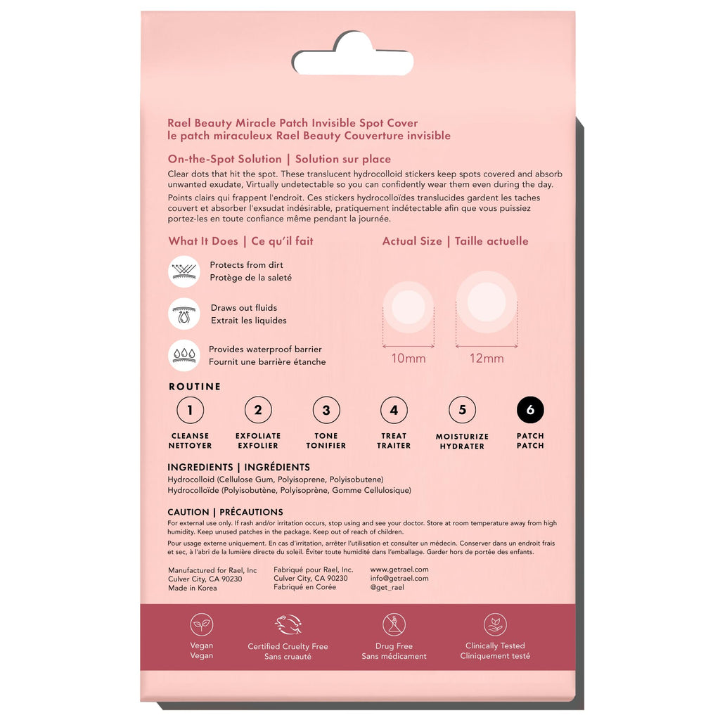 Rael Pimple Patches - Miracle Invisible Spot Cover, Hydrocolloid Acne Patches, 2 Sizes (72 Count)
