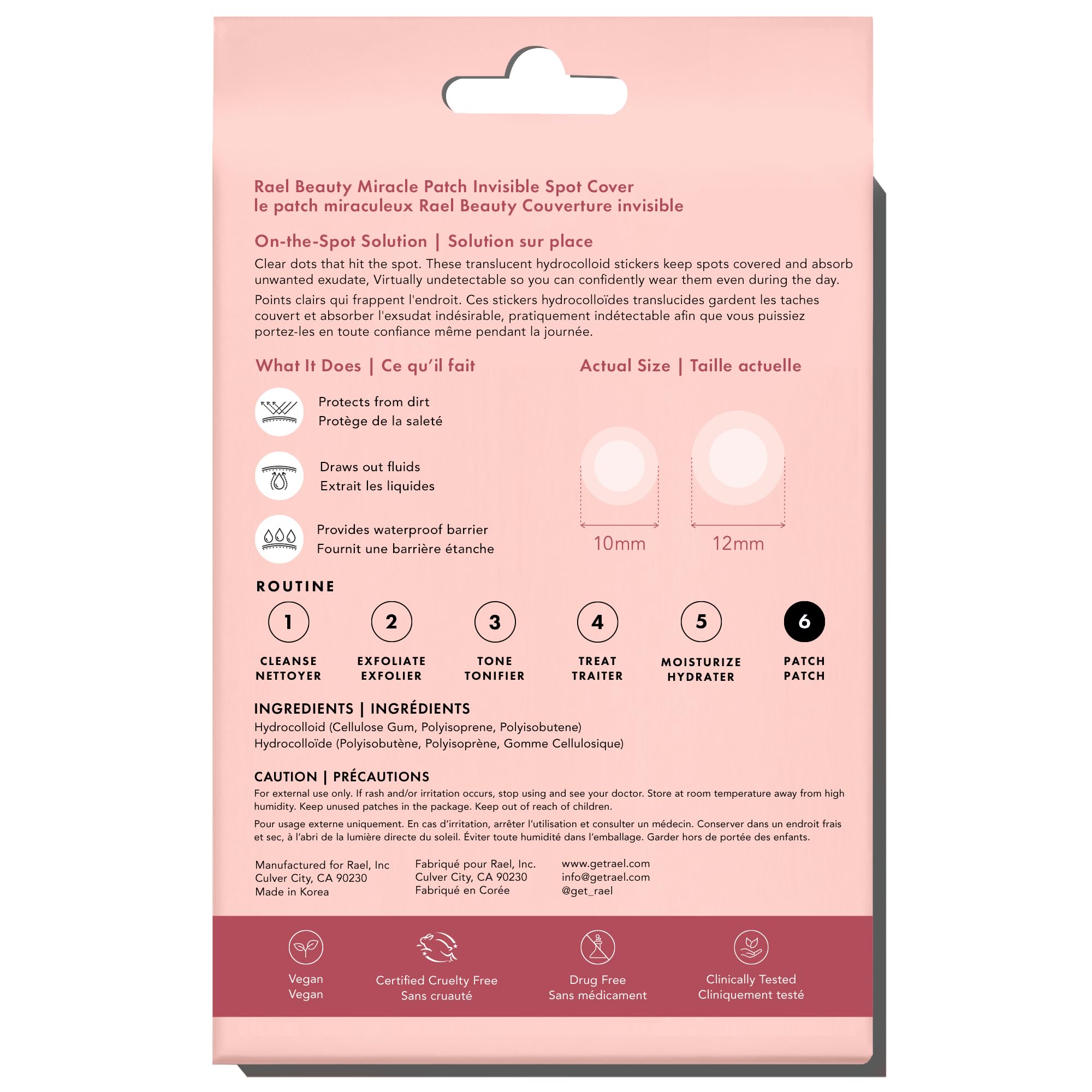 Rael Pimple Patches – Miracle Invisible Spot Cover (Hydrocolloid, 2 Sizes, 48 Count)