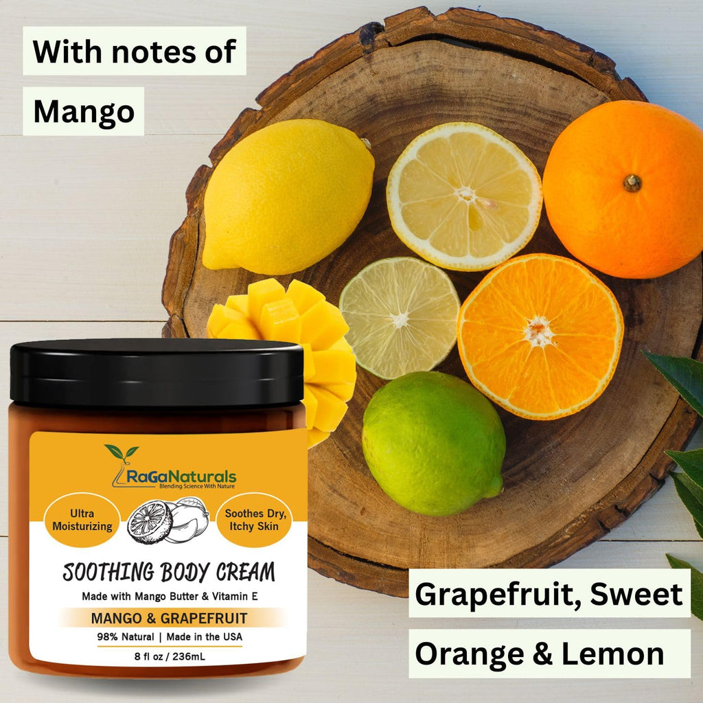 RaGaNaturals Mango Butter Cream – All-Natural, Non-Greasy Moisturizer for Dry Skin (8 oz)