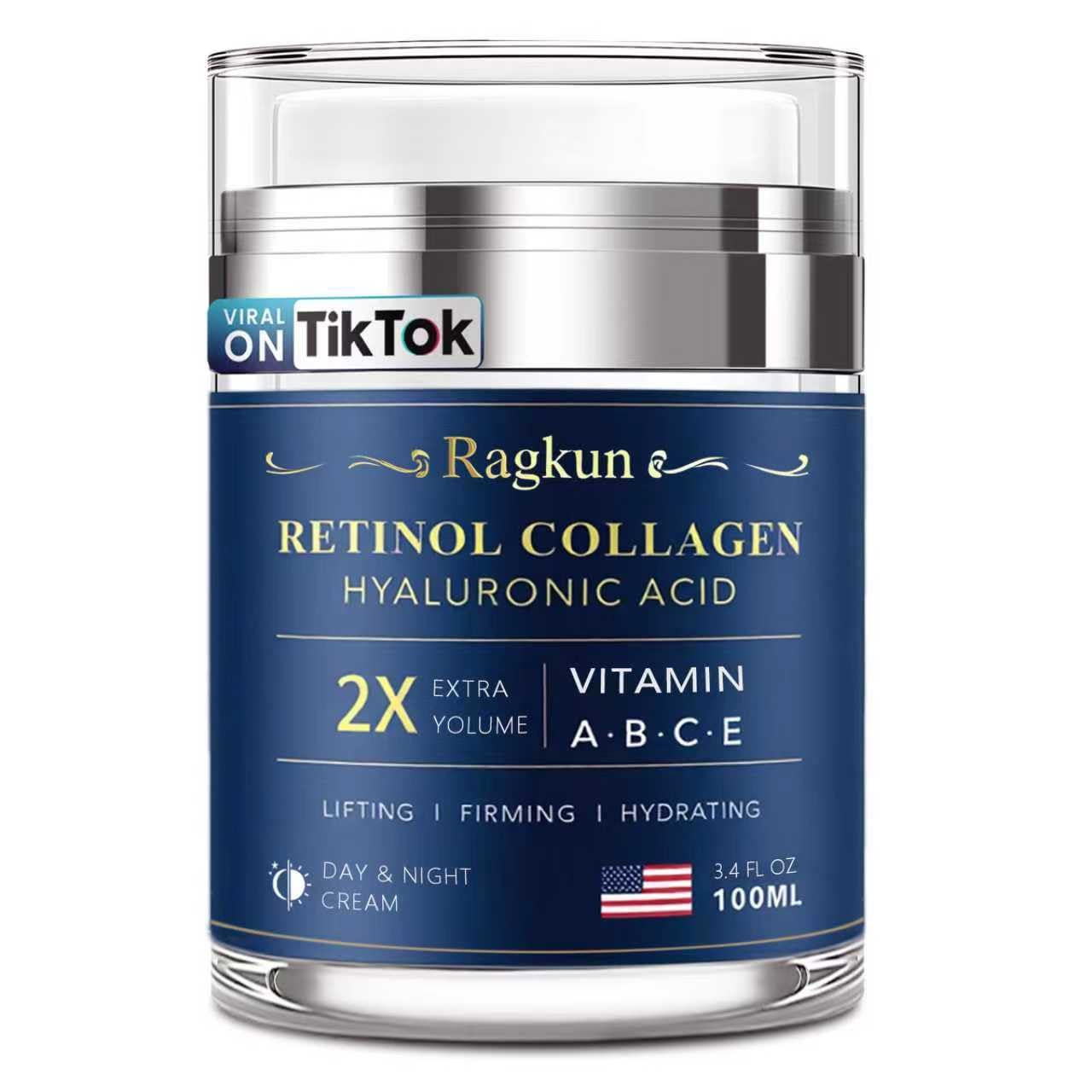 Ragkun Retinol Cream for Face & Neck – Anti-Aging Day & Night Moisturizer (3.4 fl oz)
