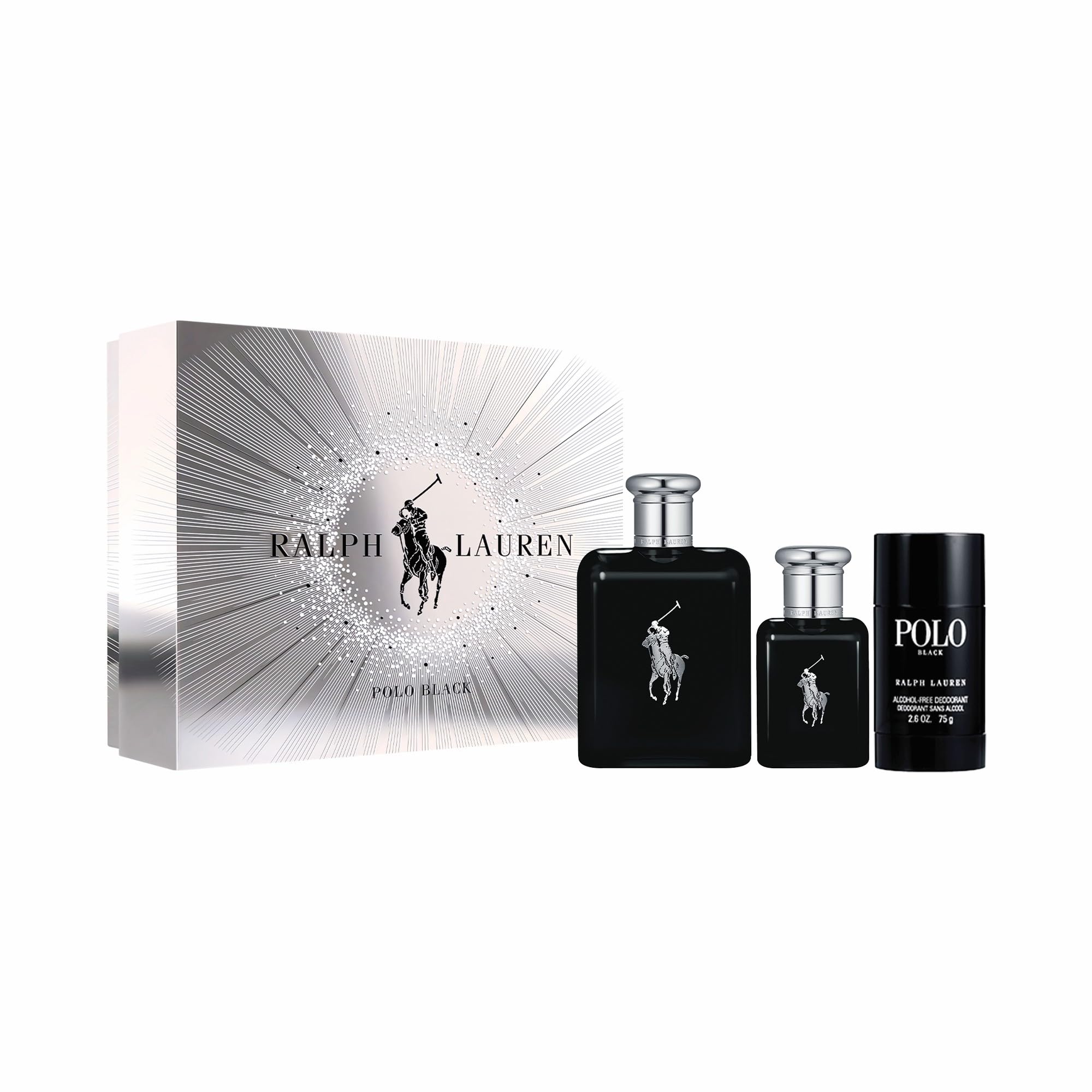 Ralph Lauren Polo Black Eau de Toilette – 3-Piece Gift Set (4.2 oz + Travel 1.35 oz + Deodorant)