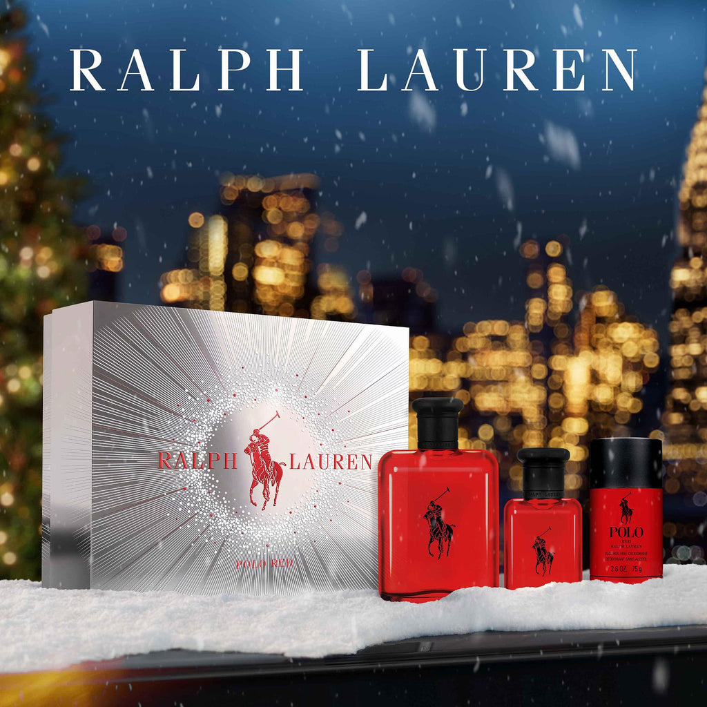 Ralph Lauren Polo Red Eau de Toilette – Men’s Trio Set (4.2oz + Travel Size + Deodorant)