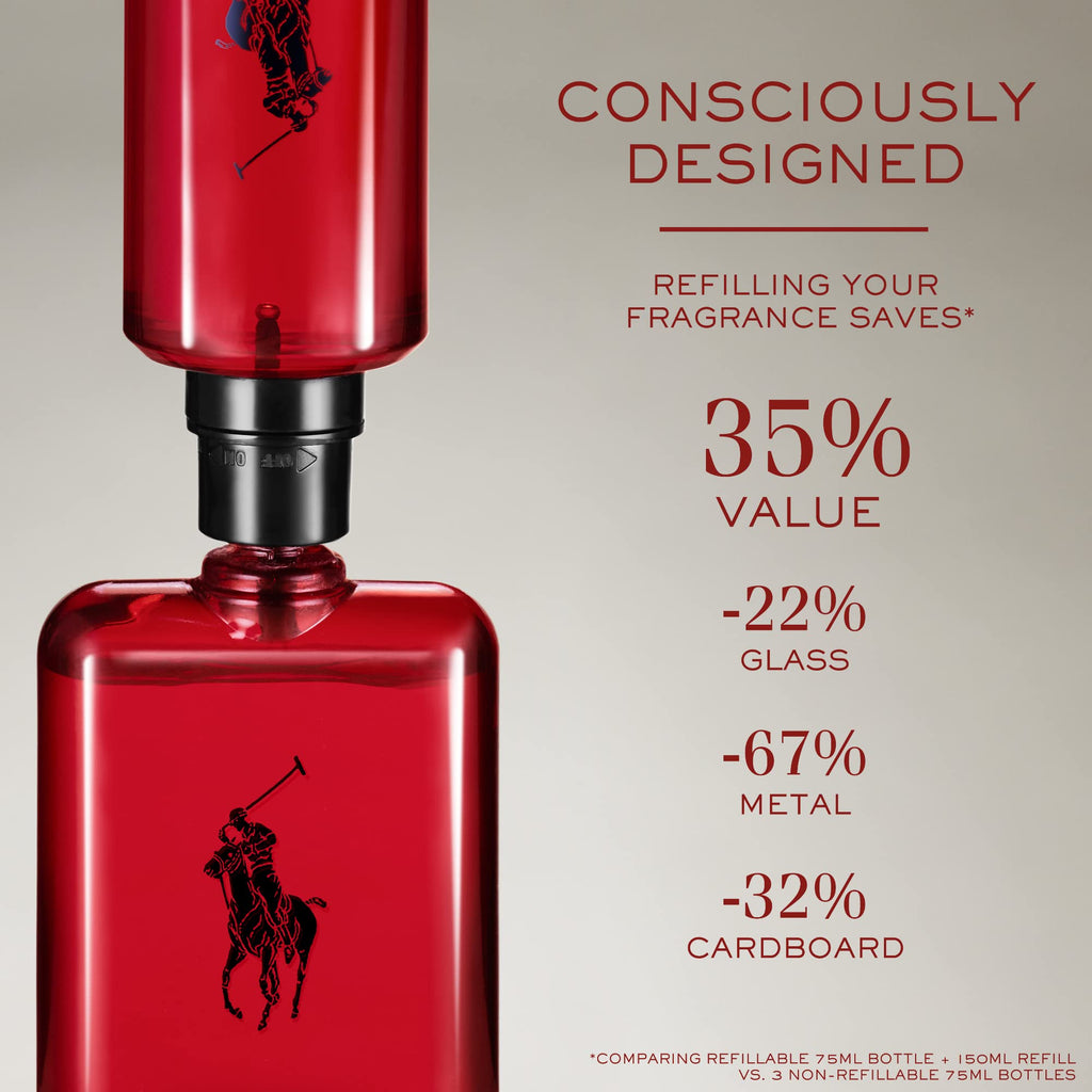 Polo Red Refill Eau de Toilette for Men by Ralph Lauren Fragrances – Woody & Spicy, 5.1 Fl Oz