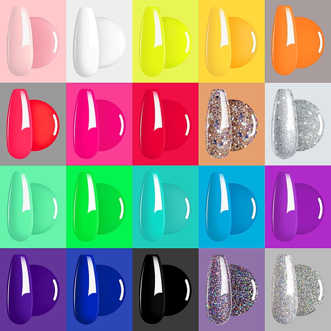 RARJSM 23 Pcs Gel Nail Polish Set — Pastel, Neon & Classic Colors with Base & Top Coats | LED/UV Curing