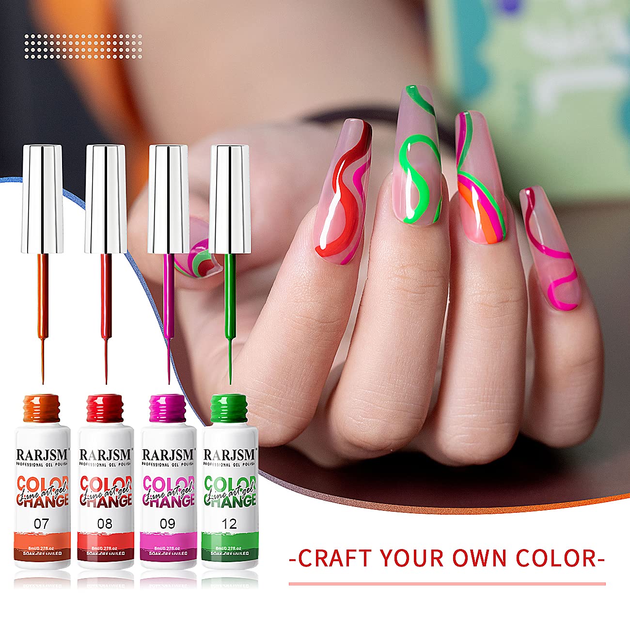 RARJSM Temperature Color Changing Gel Nail Polish Set — 12 Mood-Shift Colors, 8ml