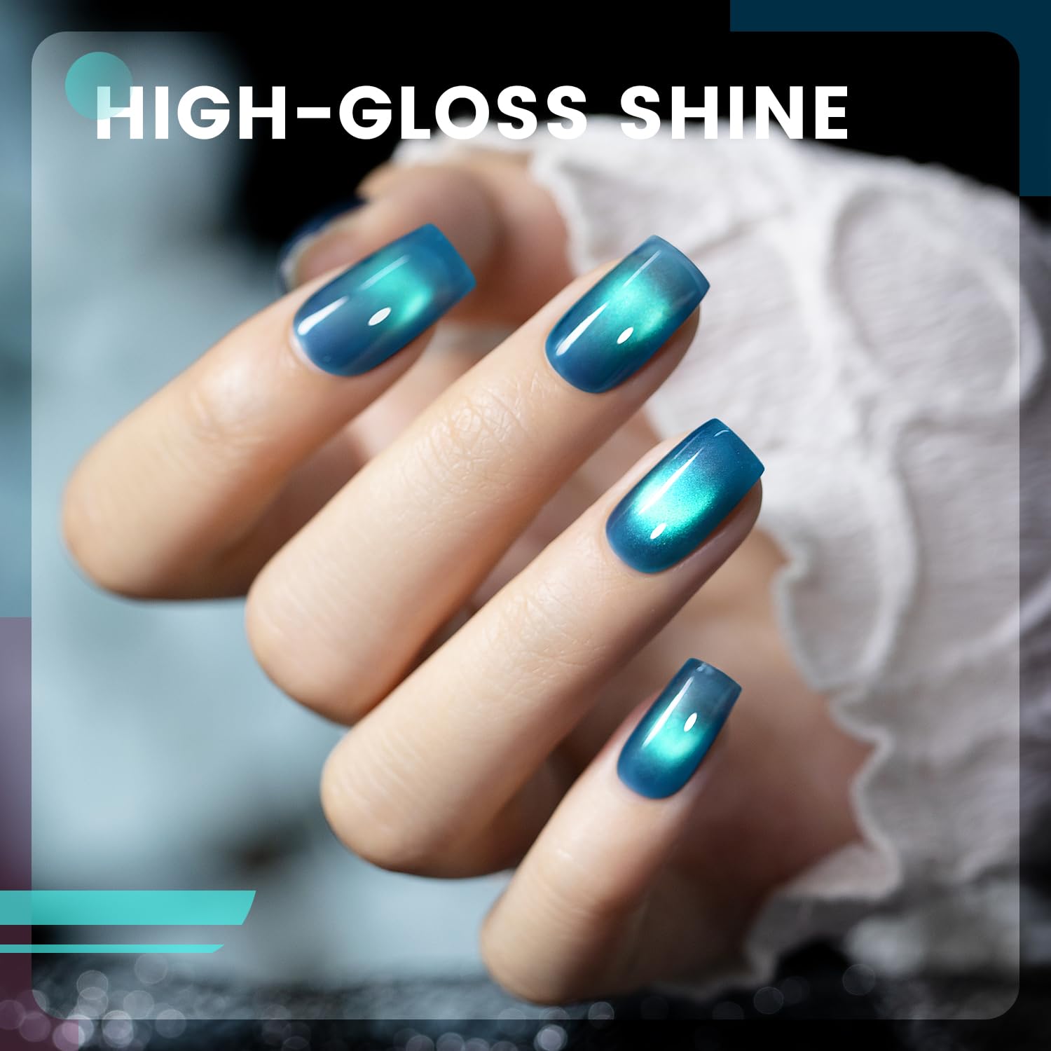 RARJSM Aurora Ceramics Glitter Cat Eye Gel Nail Polish Set — 6 Colors, Magnetic Stick, 7.5ml, UV/LED Home Salon