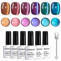 RARJSM Aurora Ceramics Glitter Cat Eye Gel Nail Polish Set — 6 Colors, Magnetic Stick, 7.5ml, UV/LED Home Salon