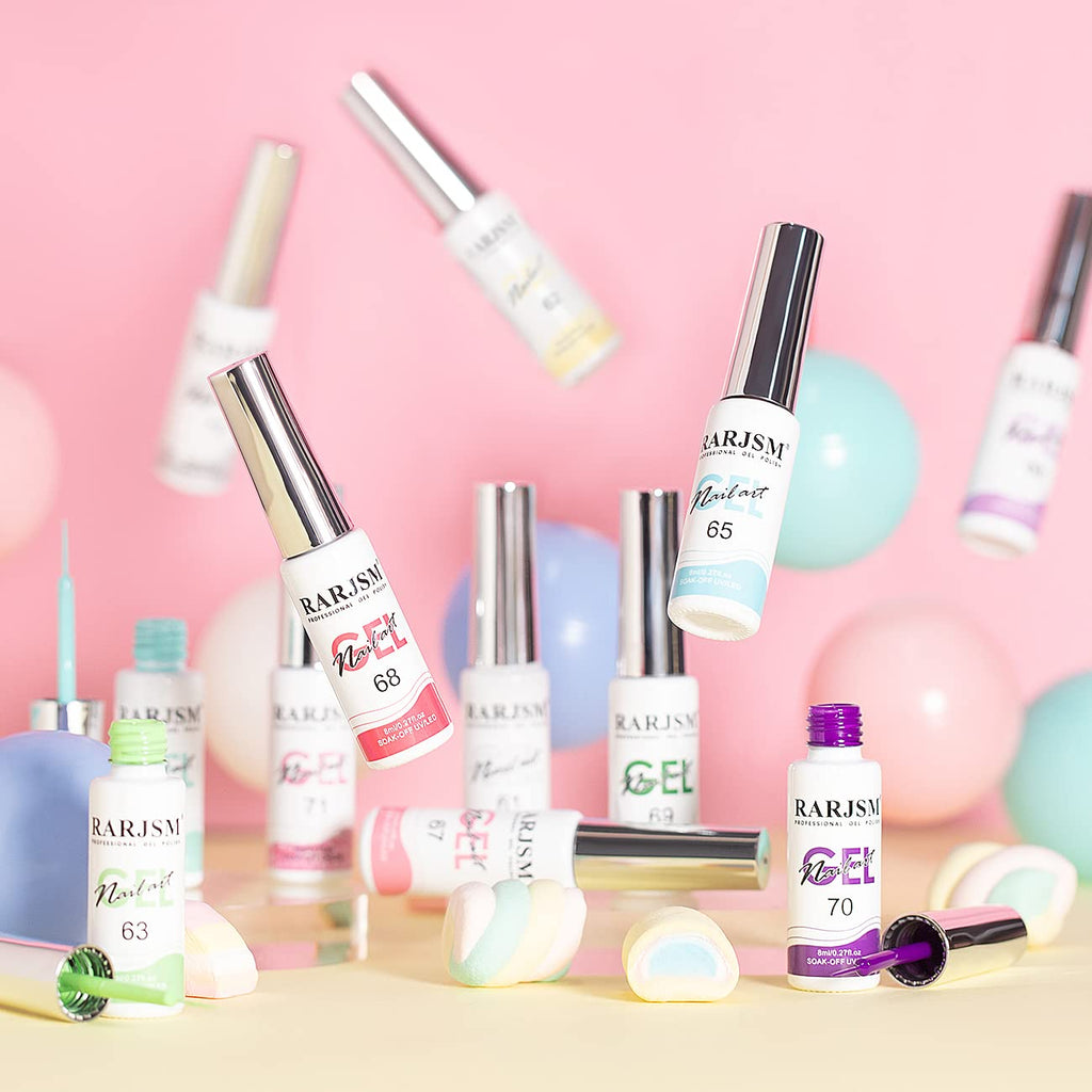 RARJSM Gel Liner Nail Art Set – Cotton Candy Collection (8ml) 5 Colors