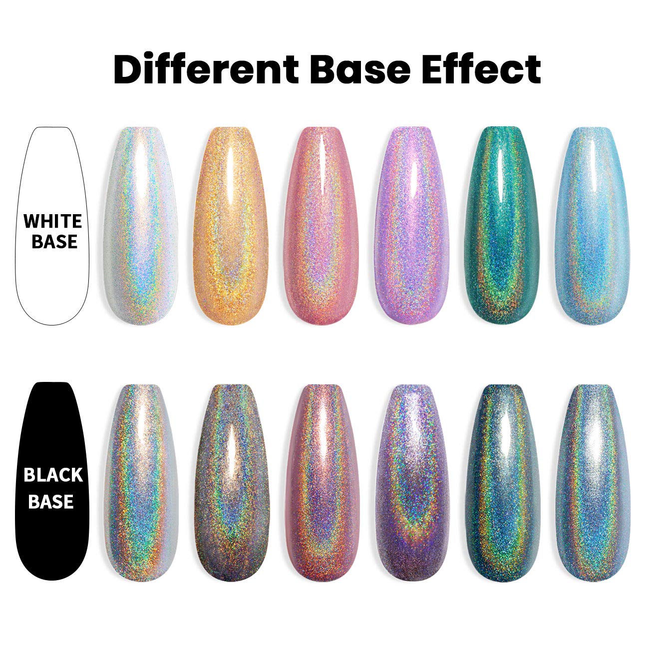 RARJSM Holographic Nail Polish Set — 6 Color Gel Kit (7.5ml each): Silver, Gold, Violet, Purple, Olive Green, Rose Gold