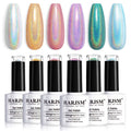 RARJSM Holographic Nail Polish Set — 6 Color Gel Kit (7.5ml each): Silver, Gold, Violet, Purple, Olive Green, Rose Gold