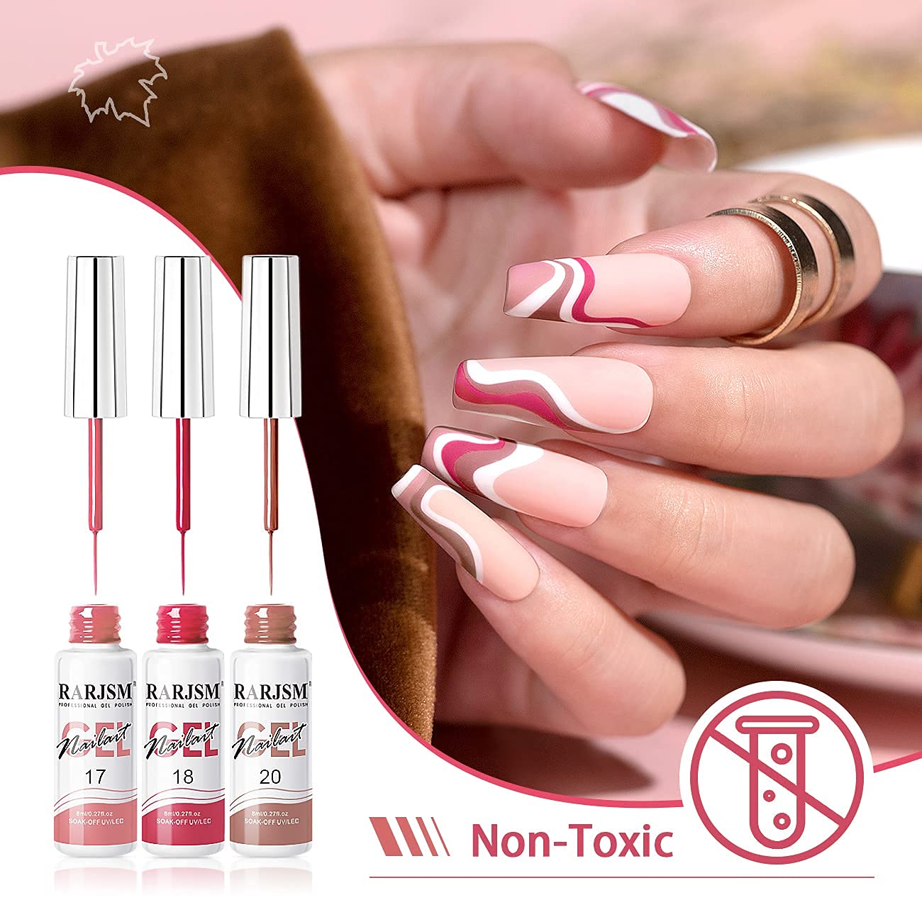 RARJSM Nail Art Gel Liner Set – 12 Autumn Winter Colors for Gel Nail Art, Soak Off, UV/LED Cure