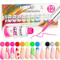 RARJSM Painted Gel Nail Polish Set – Line Art Gel, 12 Neon Colors (8ml Each), UV/LED Ready