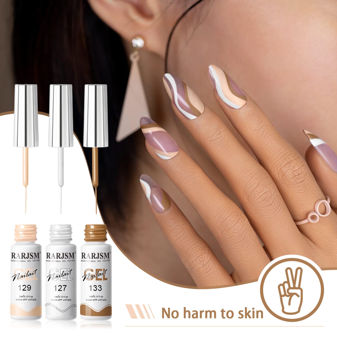 RARJSM Nude Liner Gel Polish Set – 12 Colors, 5ml, Built-in Slim Brush for Nail Art