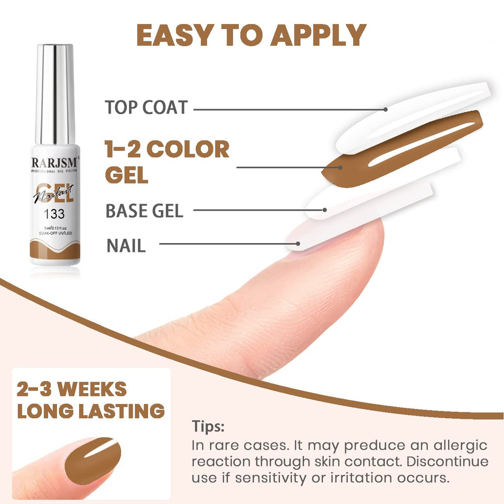 RARJSM Nude Liner Gel Polish Set – 12 Colors, 5ml, Built-in Slim Brush for Nail Art