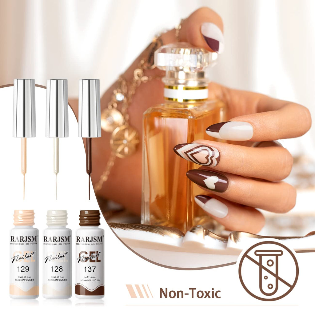 RARJSM Nude Liner Gel Polish Set – 12 Colors, 5ml, Built-in Slim Brush for Nail Art