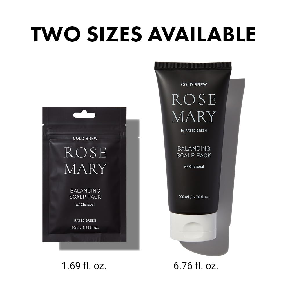 RATED GREEN Rosemary Balancing Scalp Pack | Organic Cold Brew Charcoal | 2-in-1 Detoxifying Hair Mask