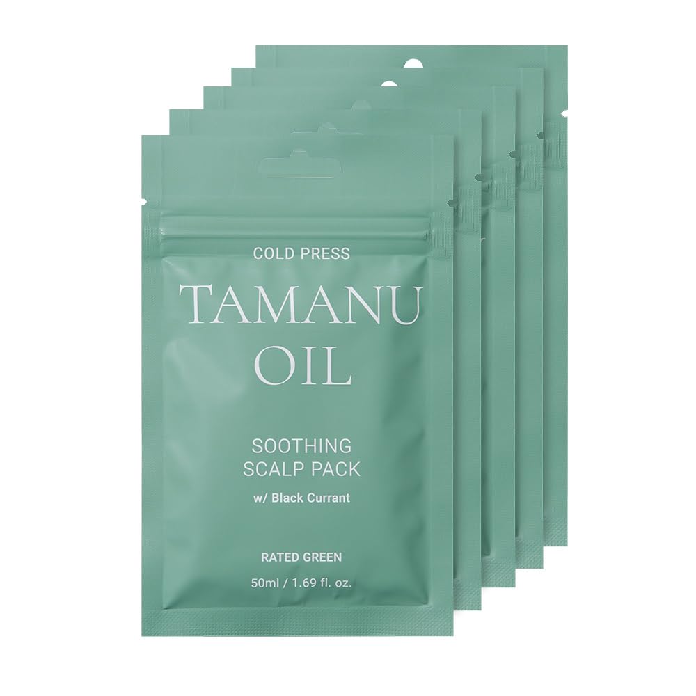 RATED GREEN Tamanu Oil Hair Conditioning Mask – 8.45 Fl Oz Pack of 5, Korean Care for Dry Hair with Black Currant