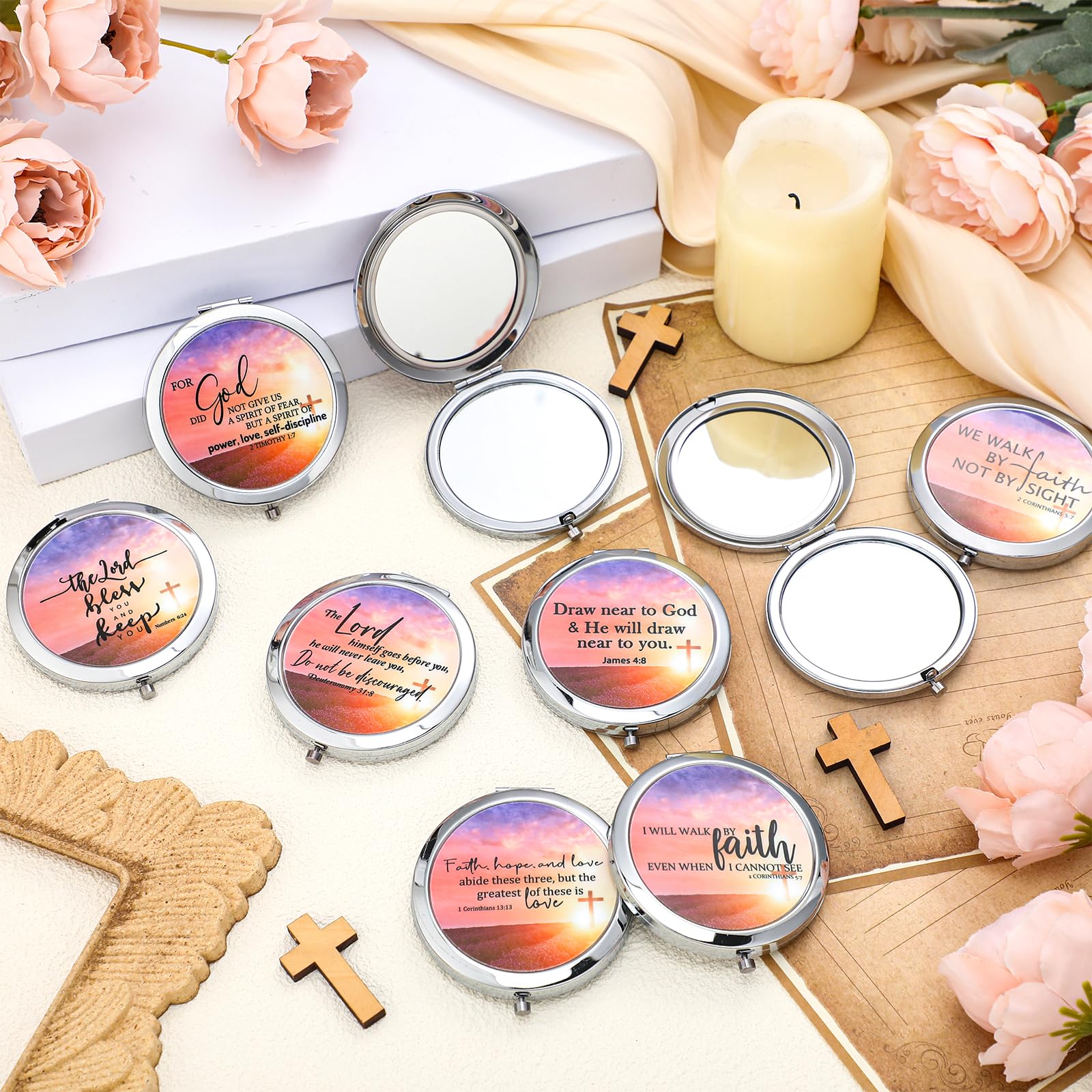 RattanView 18-Piece Bible Verse Compact Mirrors for Women