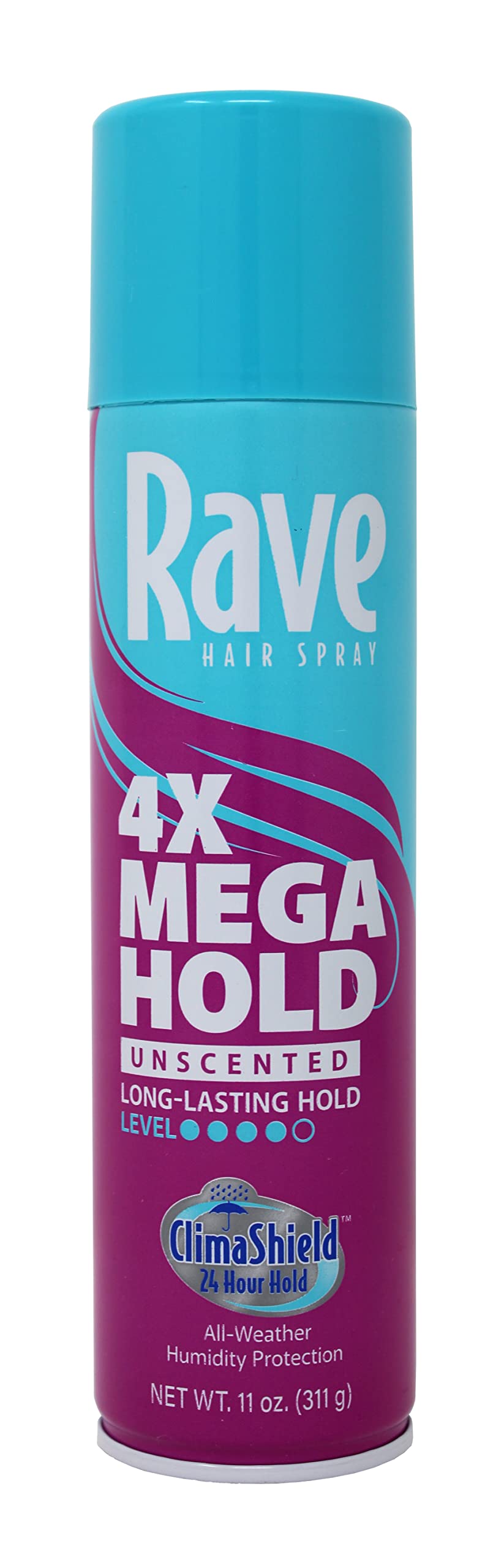 Rave Hairspray 4X Mega Unscented 11oz – Pack of 8