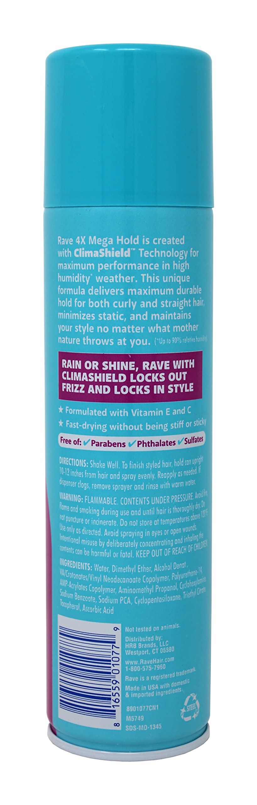 Rave Hairspray 4X Mega Unscented 11oz – Pack of 8