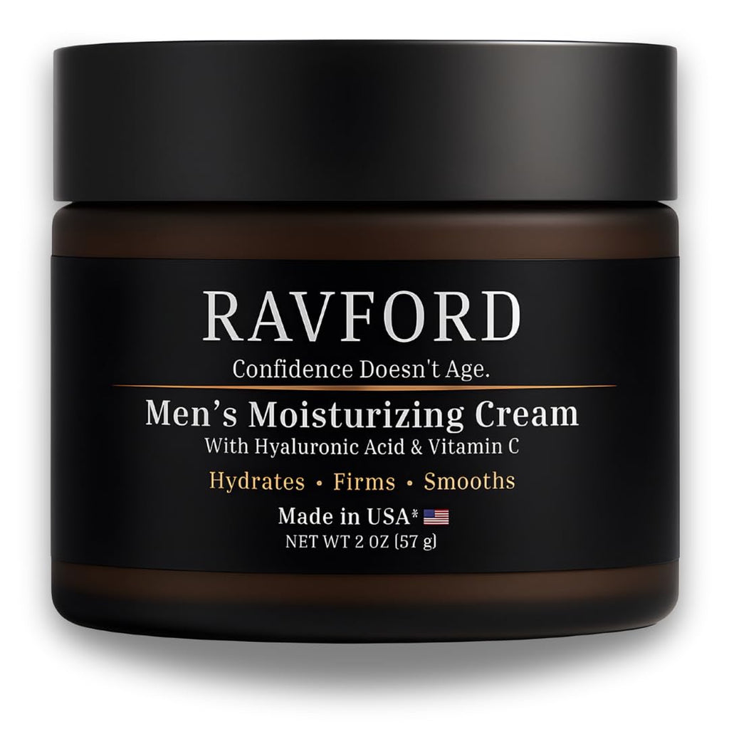 RAVFORD Men’s Face Moisturizer – Hydrating, Fast-Absorbing, Unscented with Hyaluronic Acid & Vitamin C | 2 oz